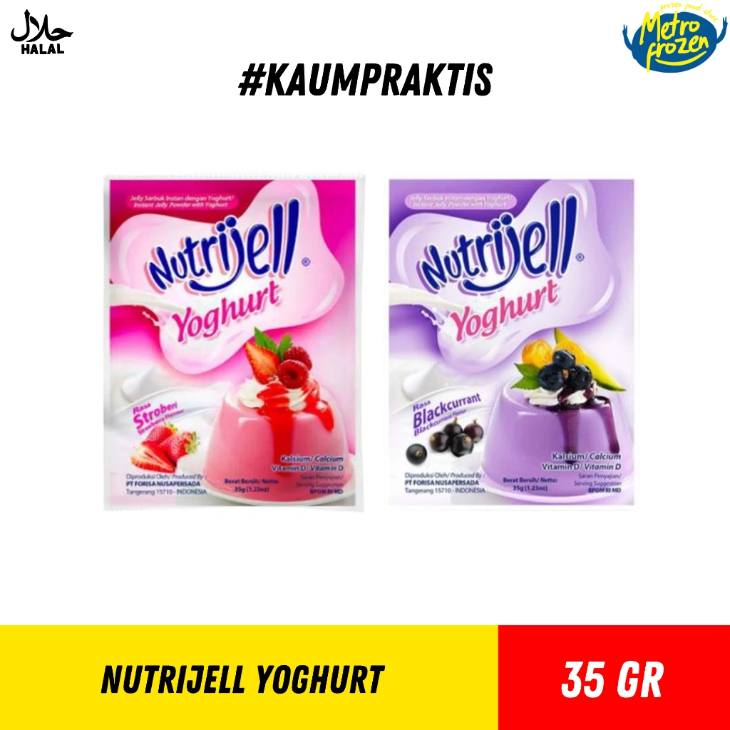 NUTRIJELL Yoghurt Strawberry & blackcurrant 35gr //nutrijell strawberry //nutrijel blackcurrant //jelly yoghurt