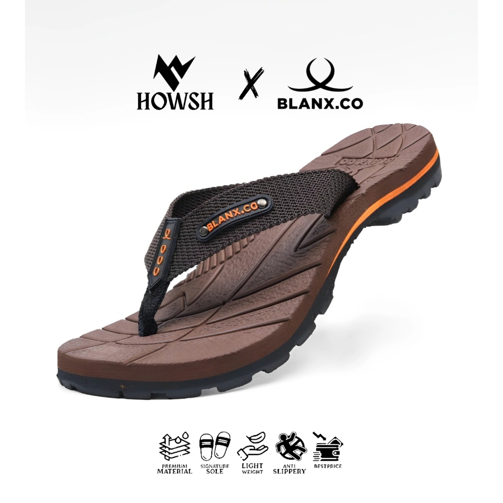 HOWSH x BLANX.CO - Sandal Gunung Pria dan Wanita| Sandal Pria Casual |Sandal Jepit Gunung Coklat Original