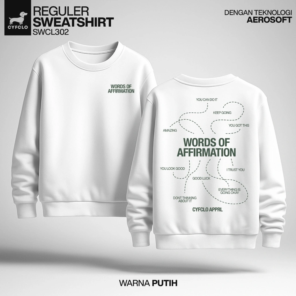 CYFCLO Sweater Tebal Fleece Katun Lembut Menghangatkan Sablon DTF | SWCL302-Word of Affirmation