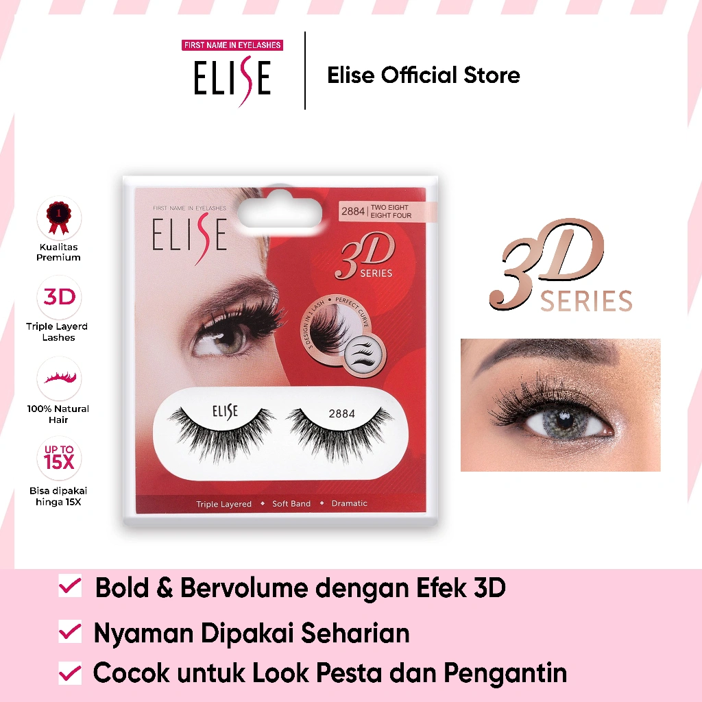 Bulu Mata Elise - 3D 2884 - Bold Look/Cocok untuk Riasan Pesta/Pengantin/Favorit MUA