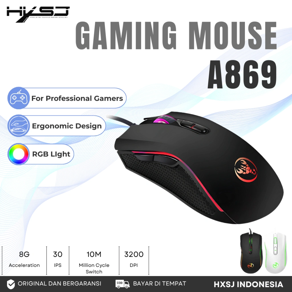 HXSJ A869 Wired Gaming Mouse Up To 3200DPI