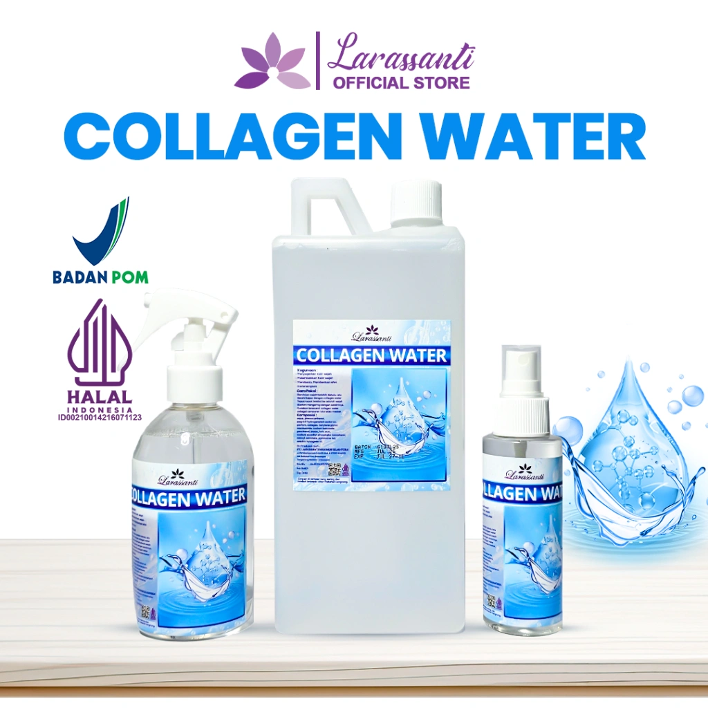 Collagen Water Resmi BPOM - LARASSANTI 1 Liter - 250 ml - 100 ml