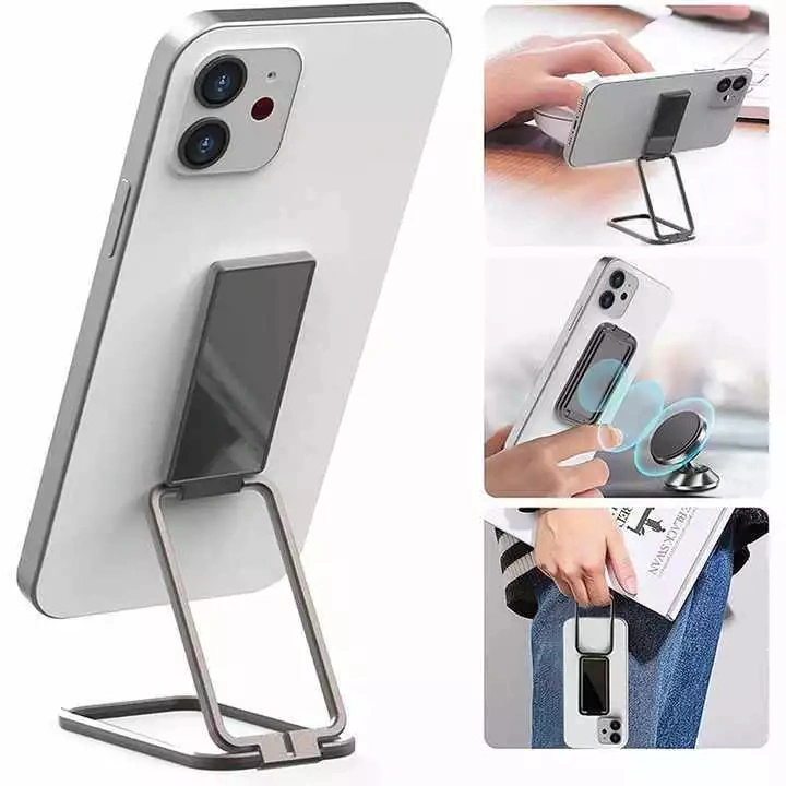 Ultra Thin Finger Ring Meta Kickstand Phone Holder Mount Stand Foldable Adjustable Multi Angle 360 Rotation