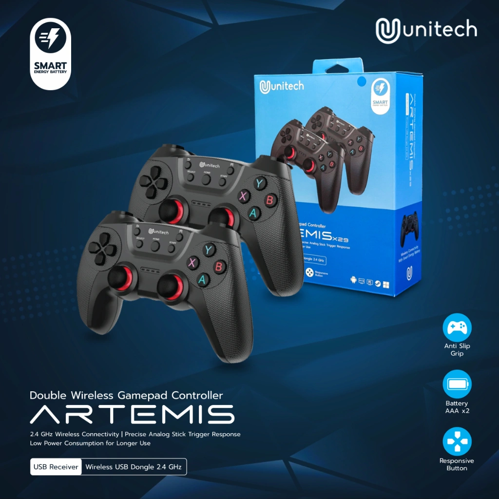GAMEPAD / JOYSTICK UNITECH ARTEMIS WIRELESS 2.4GHZ PS 3 / PC / ANDROID / LAPTOP GARANSI RESMI