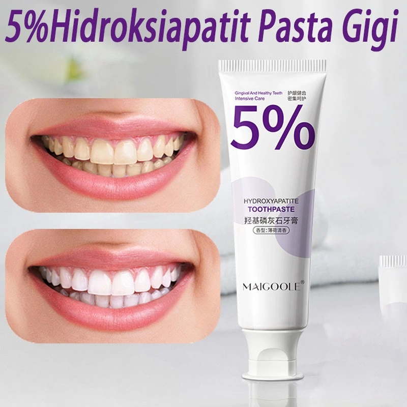 5%Hidroksiapatit pasta gigi Pemutihan gigi Memperbaiki gusi Mencegah gigi berlubang menyegarkannapas