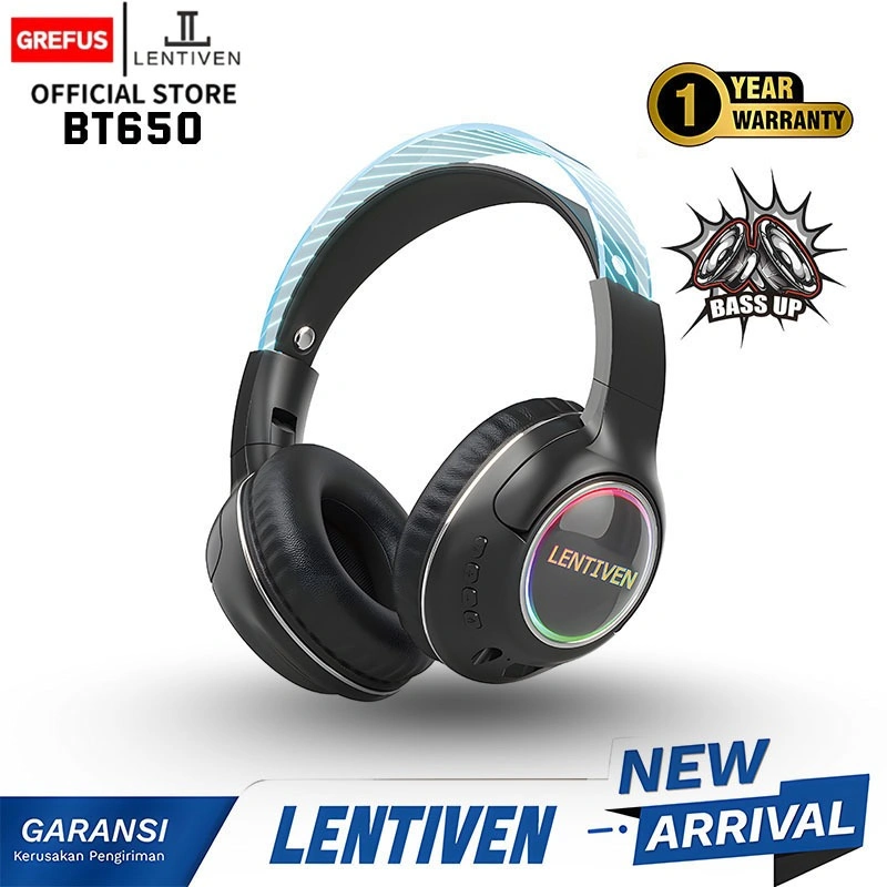 GREFUS Lentiven Headphone Bluetooth Wireless Noise Cancelling with Microphone Headset Earphone Garansi 1 Tahun BT650