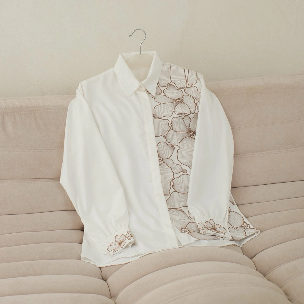 Luisa Blouse - Kemeja Wanita  Bordir Catton Premium Ld 110 dan 115cm Kemeja Bordir Premium Atasan Wanita Kekinian