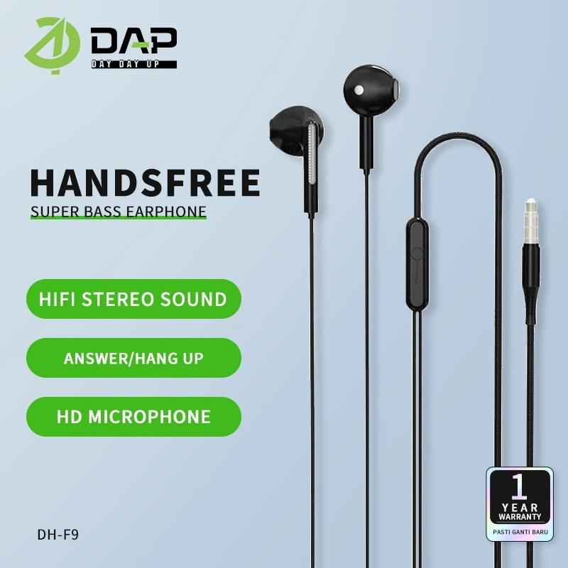 DAP DH-F9 wired earphones compatible with all 3.5mm devices With microphone