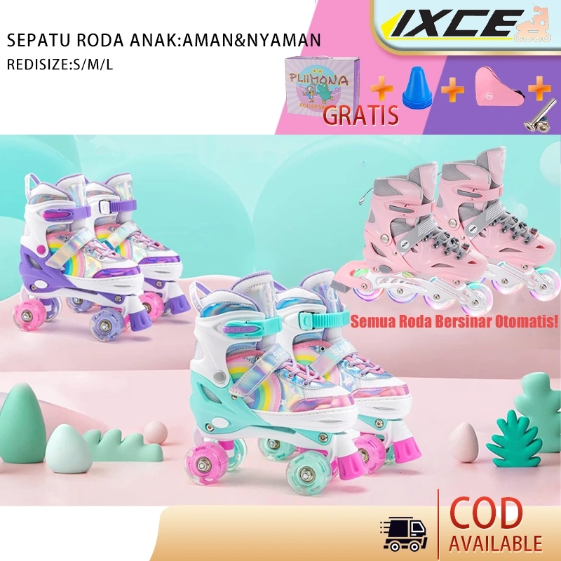 IXCE Sepatu Roda Anak LED Murah-Harga Promok Kado Lebaran 2026 Roda Menyala Sampai Besok Size S/M/L