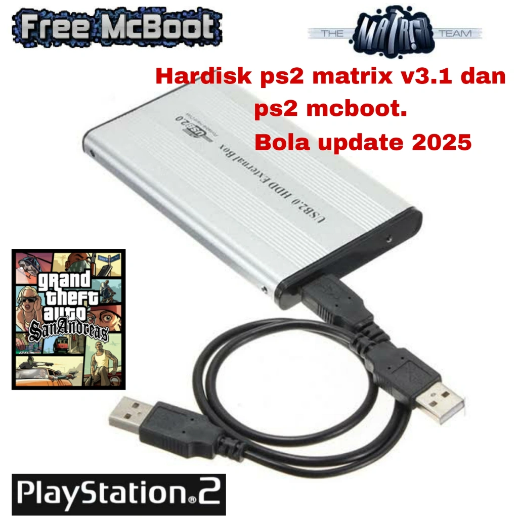 Hardisk eksternal ps2 / Hdd ps2 500gb|250gb|160gb|120gb support semua ps2