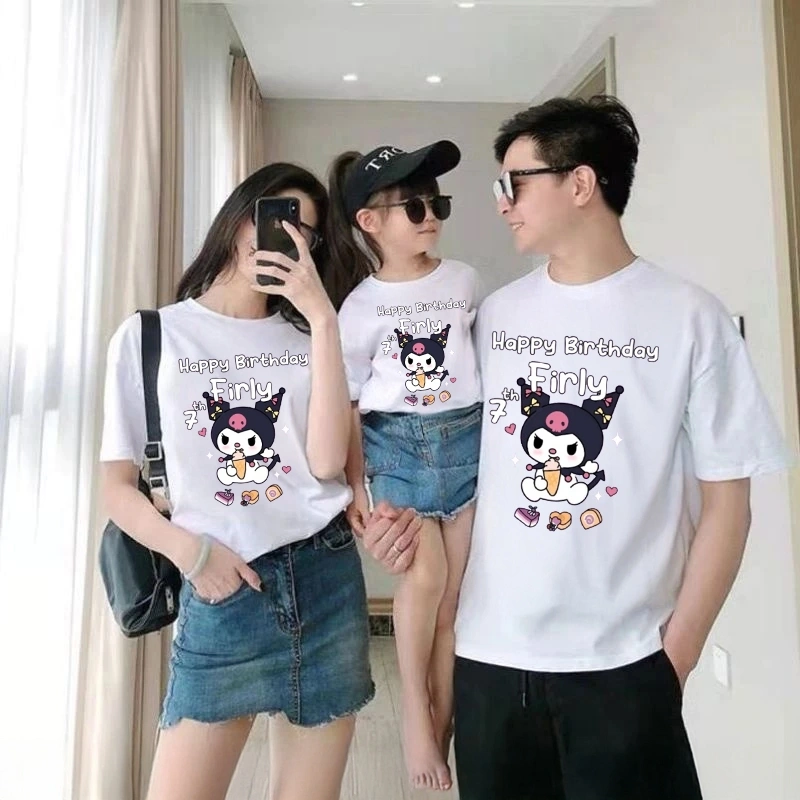 Herlin Collection_Kaos Couple Keluarga Birthday Kuro*mi Dessert Bisa Custom Nama_Kaos anak dan dewasa