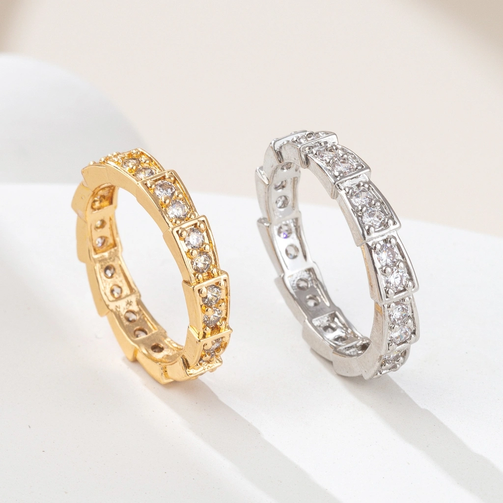 BLK Cincin Wanita Perhiasan Emas Titanium Gold Silver Ring Sisik Permata Jewelry Premium Anti Karat