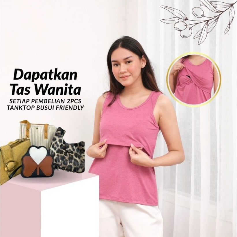 TankTop Ibu Hamil/Menyusui Bahan Katun Adem Ramah Untuk Kulit Bayi, Tengtop Bumil/Busui Allsize