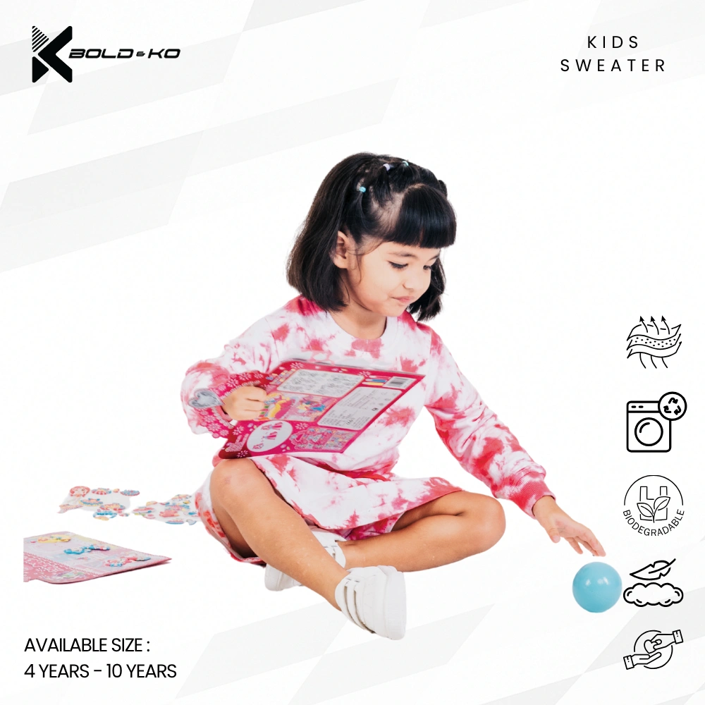 BOLD&KO Tie Dye Sweater Premium Pink /Sweater Anak Laki-Laki /Sweater Anak Perempuan /Atasan Anak