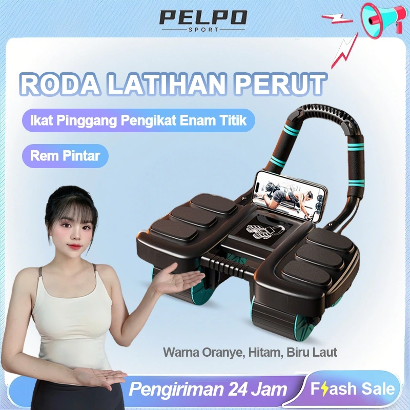 PELPO Ab Wheel Roda Abdominal 4 Roda / Roller Latihan Inti Perut 3in1 / Alat Fitness untuk Latihan Crunch