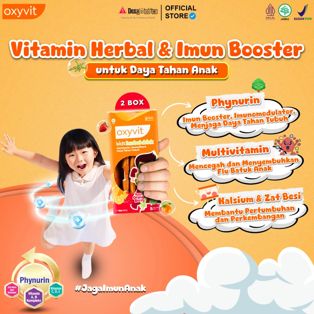 Oxyvit Kidz Drink - Vitamin Herbal  & Imun Booster untuk Daya Tahan Tubuh Anak - 2 Box
