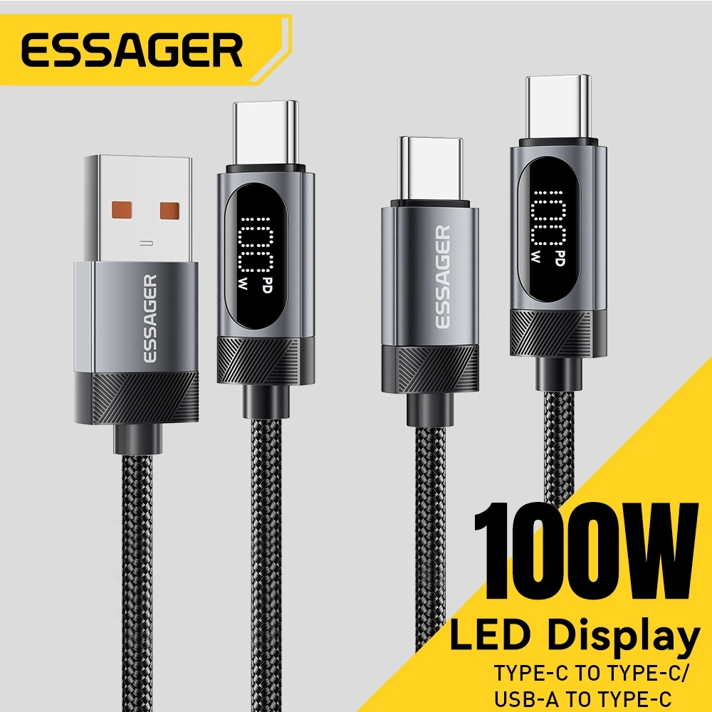Essager Kabel Pengisian Cepat 100W/60W USB Tipe C Ke USB C Ke Los untuk Ponsel Transfer Data 480Mbps