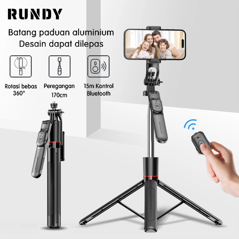 RUNDY【COD】 Tongkat narsis Remote Control Aluminium dengan Kabel Bluetooth Gimbal Stabilizer Handphone Gimbal Hp Stabilizer Tongsis Hp Bluetooth Tripod