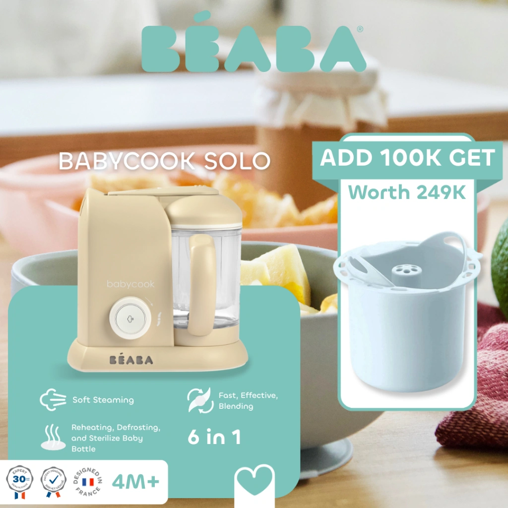 [Tebus Murah 100 Ribu] Beaba Babycook Solo - Mesin Memasak MPASI / Blender Makanan Bayi 6-in-1 Food Processor Ergonomis Multifungsi Instant BPA Free Stainless Steel Glass Pengukus Steamer Kapasitas Besar 1 Liter 