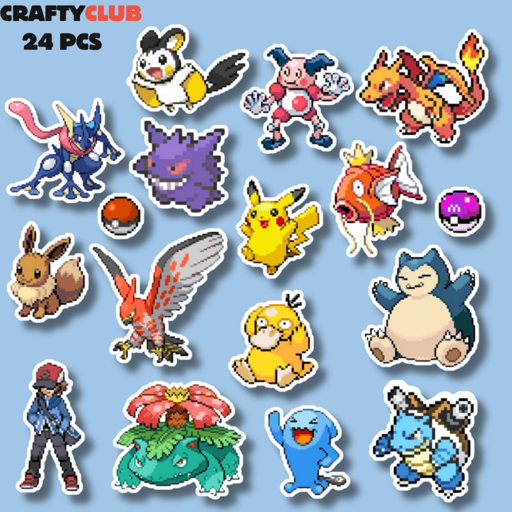 POKEMON PIXEL STICKER (OG Edition) Vinyl waterproof (cocok untuk helm,tablet dan journaling)