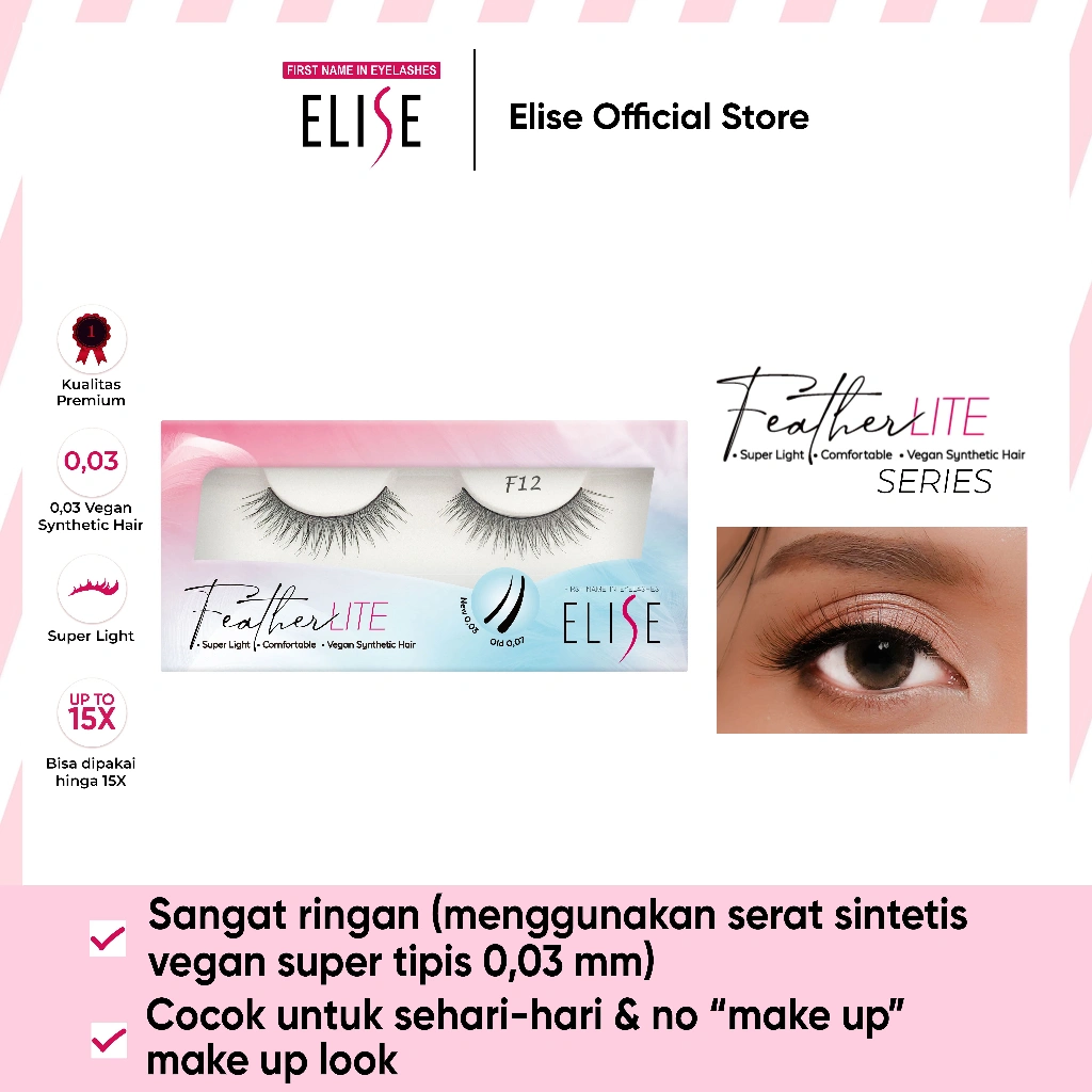 Bulu Mata Elise - FeatherLITE F12 - Natural Look/Super Ringan/Daily Use