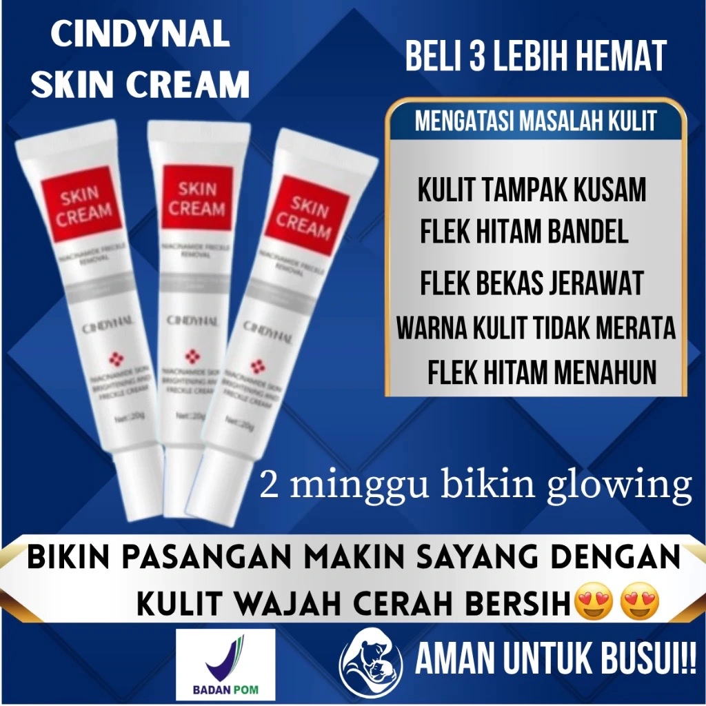[ BPOM ] PROMO DAPAT 3 PCS Terlaris Cindynal Skin Cream  Whitening Freckle Cream Remove Dark Spots Anti Freckle Krim Penghilang Flek Hitam Bintik-Bintik terpercaya