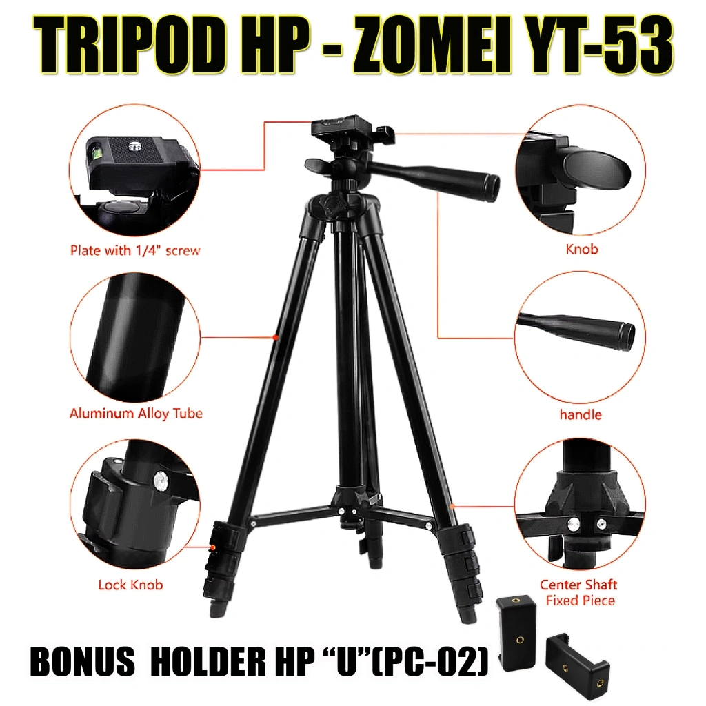 Tripod Handphone - Zomei YT 53 Original, Bonus : Holder HP U
