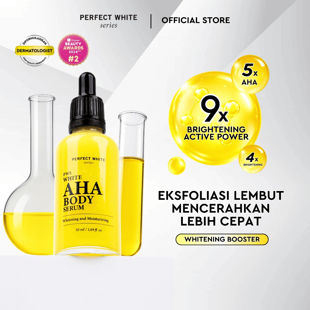[50ml] PERFECT WHITE AHA Body Serum Whitening & Moisturizing | Booster Pemutih Pencerah Badan
