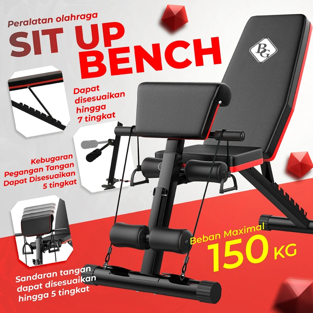 HTD Sport Sit Up Bench Press Alat Olahraga Gym Dumbell Sit Up Board Fitness CP