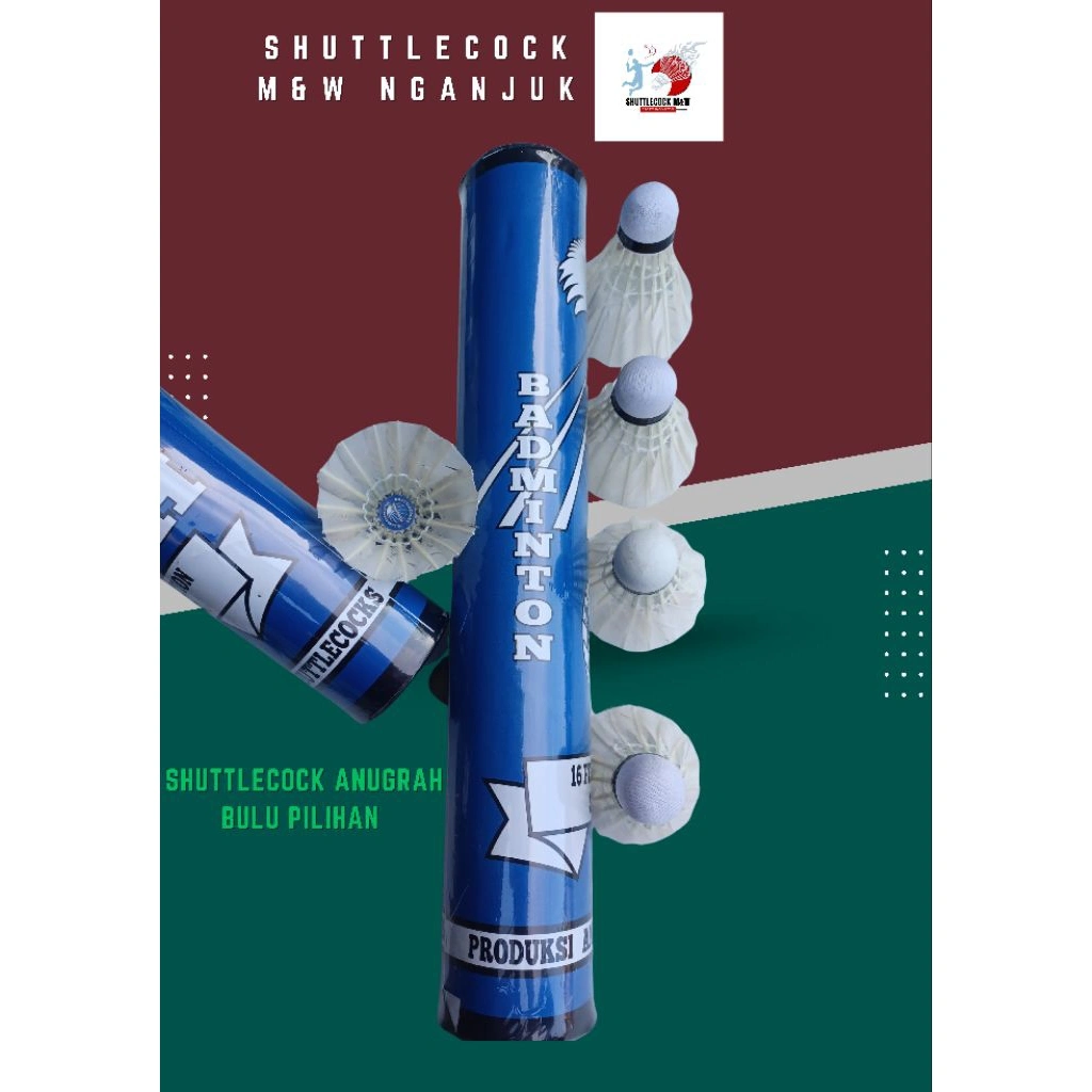 Shuttlecock Anugrah/ kok badminton/ dengan bulu pilihan/ 1 slop 12 pcs