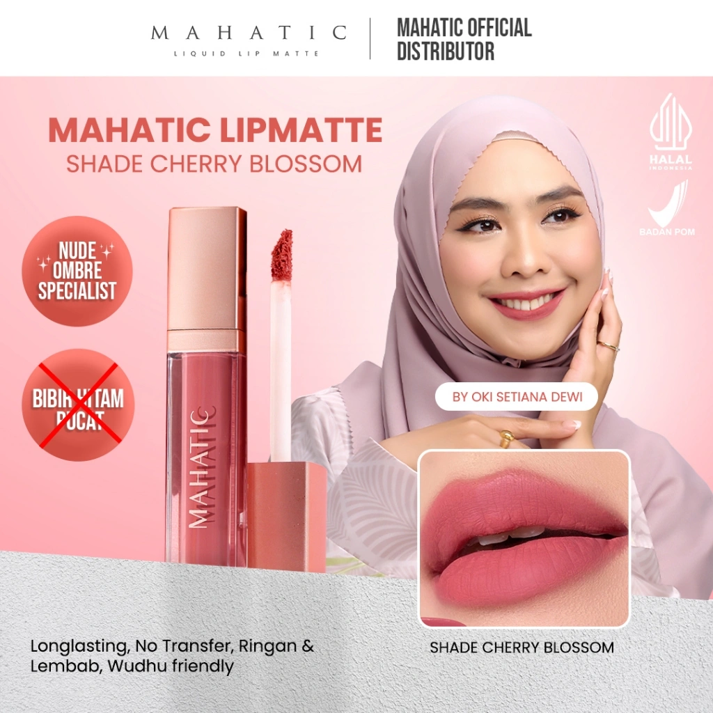 MAHATIC Lipmatte by Oki Setiana Dewi Cherry Blossom 04 ringan & lembab wudhu friendly