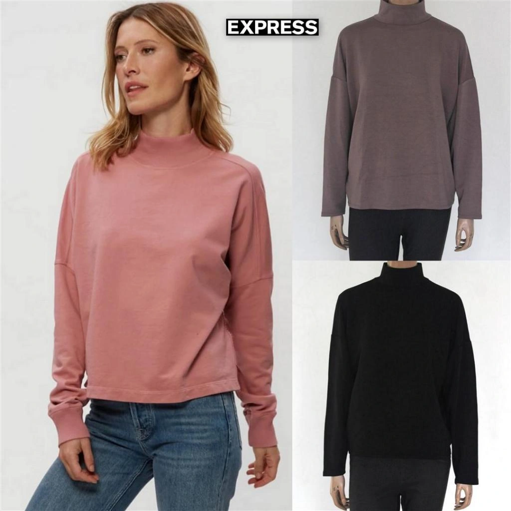 Mode Republic - Relaxed Mock Neck Sweatshirt - Daily Knit Outer - Sweater Polos Wanita Lengan Panjang Terbaru - Outerwear Tangan Panjang Wanita Branded Original Kekinian - Sweatshirt Wanita Korea Style Modis Elegan - Aurora Branded Store
