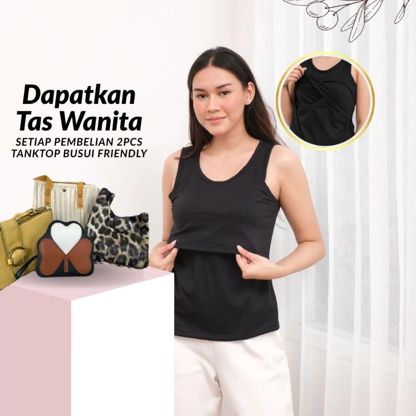 Tanktop Busui Kekinian - Bukaan Depan Mudah Menyusui | Nyaman & Modis