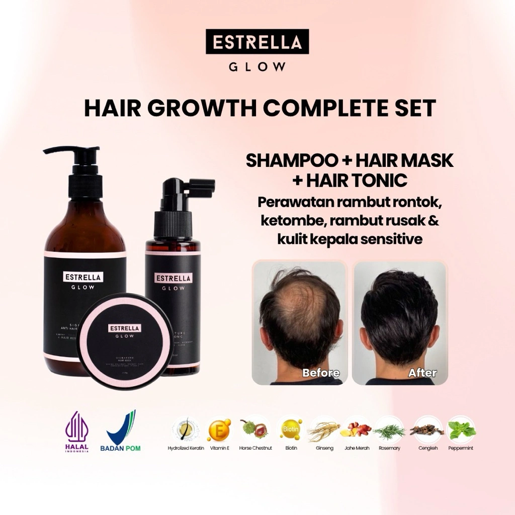 Hemat Banget- Hair Growth Complete 3in1 (Shampoo+Hair Tonic+Hair Mask). Menyuburkan Rambut Rontok