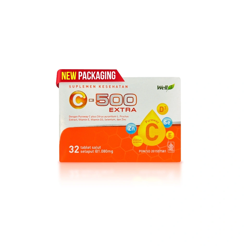 Well3 C-500 Extra (Strip) isi 32 tablet (Vitamin C Generasi ke 4)