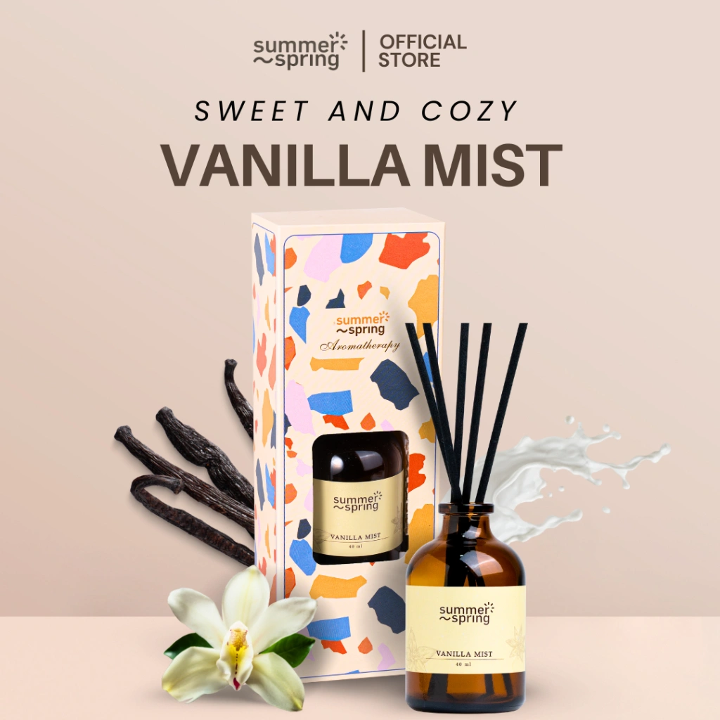 Pewangi Ruangan / Pengharum Kamar Tidur Tahan Lama / Diffuser Vanilla Aromatherapy / Summerspring 40ML