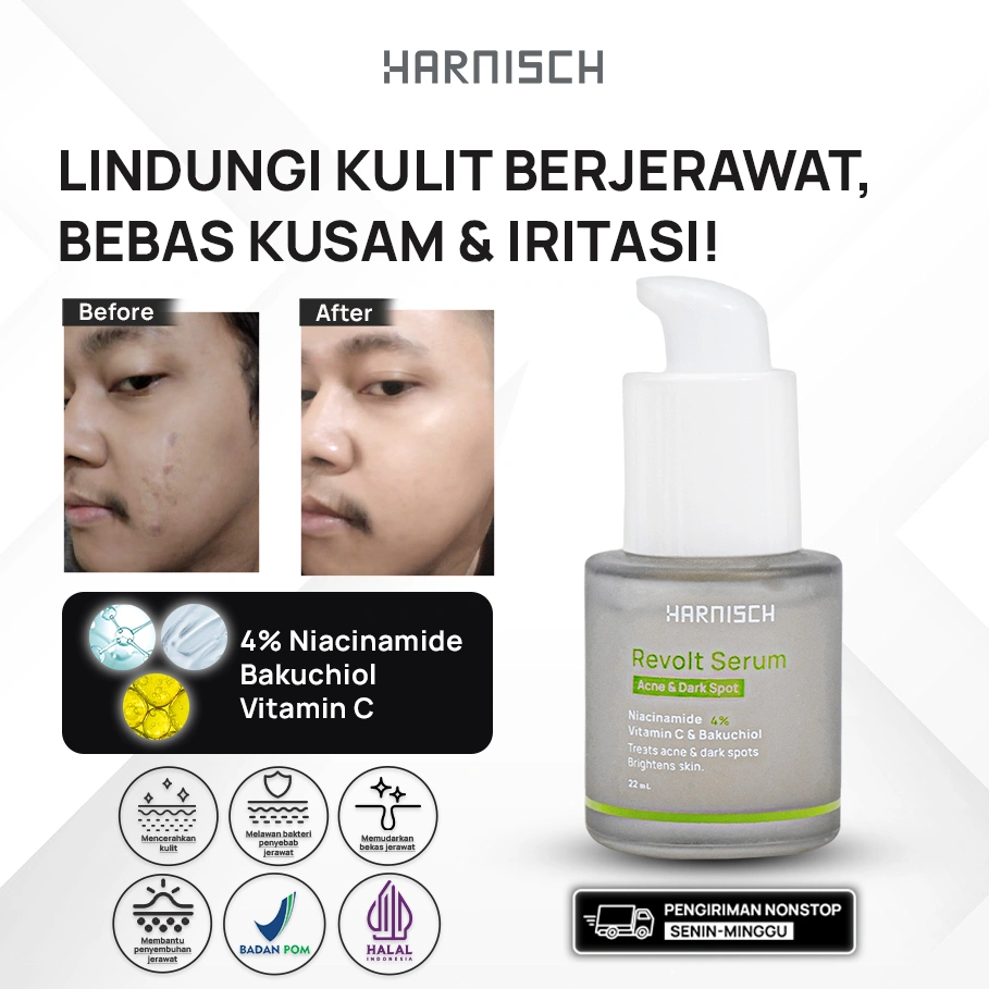 HARNISCH REVOLT SERUM  Serum Dark Spots dan Brightening Bekas Jerawat Mencerahkan serum pencerah kulit menghilangkan flek hitam pada wajah obat jerawat serum wajah aman untuk segala jenis kulit 22ml BPOM