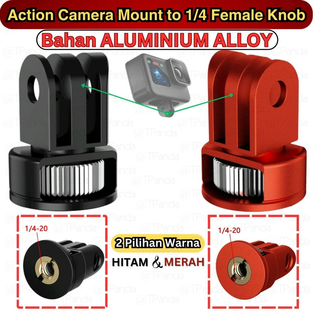Action Kamera Mount Adapter ke 1/4 Female Knob Screw Converter Sekrup Camera Aksi GoPro DJI Insta360