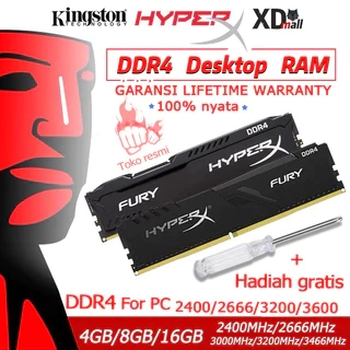 Cuci Sale-Komputer Desktop-KINGSTON HyperX FURY RAM DDR4 4GB 8GB 16GB 2400Mhz 2666Mhz 3200Mhz Desktop RAM DIMM memory for PC