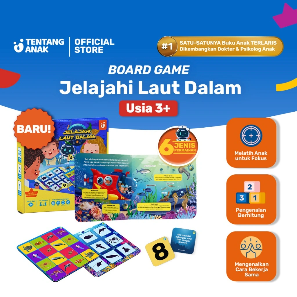 Tentang Anak - Board Game Anak 3+ tahun "Jelajahi Bawah Laut" - Mainan Edukasi Anak