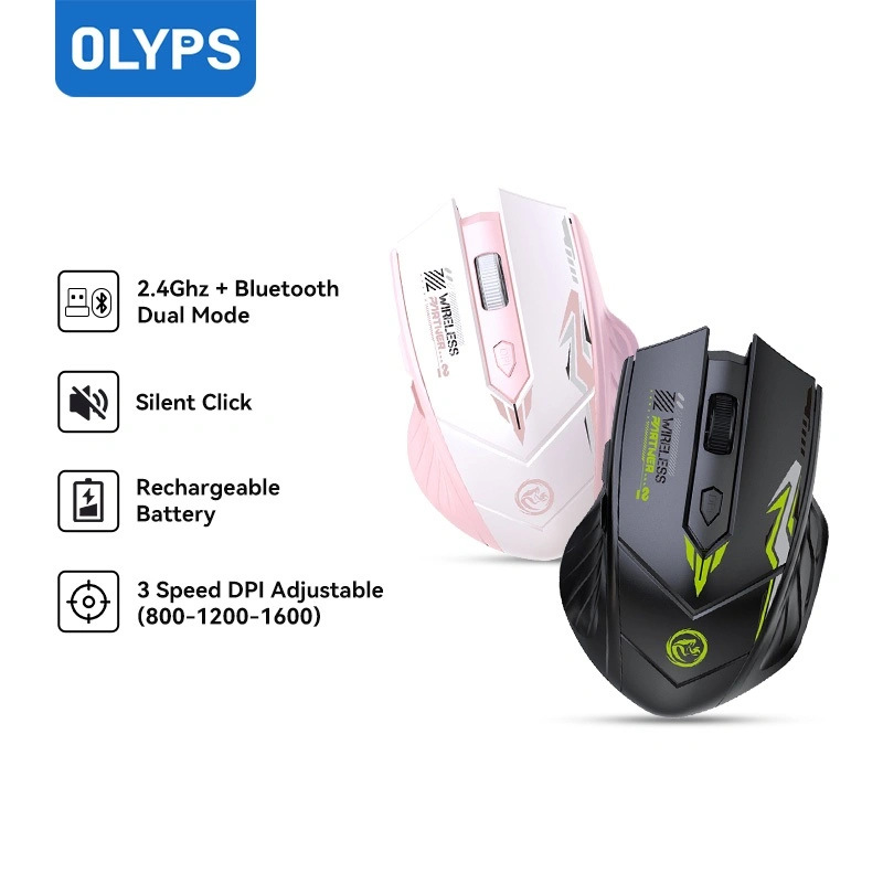OLYPS Mouse Wireless Bluetooth Mouse Gaming Silent Click Rechargeable Laptop Tanpa Kabel 1600DPI