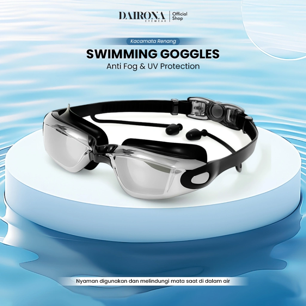 Dairona Eyewear Kacamata Renang Dewasa Terbaru Swimming Goggles Anti Embun HD Colorfull Silicone Ear Plug Terintegrasi Pria Wanita 8300