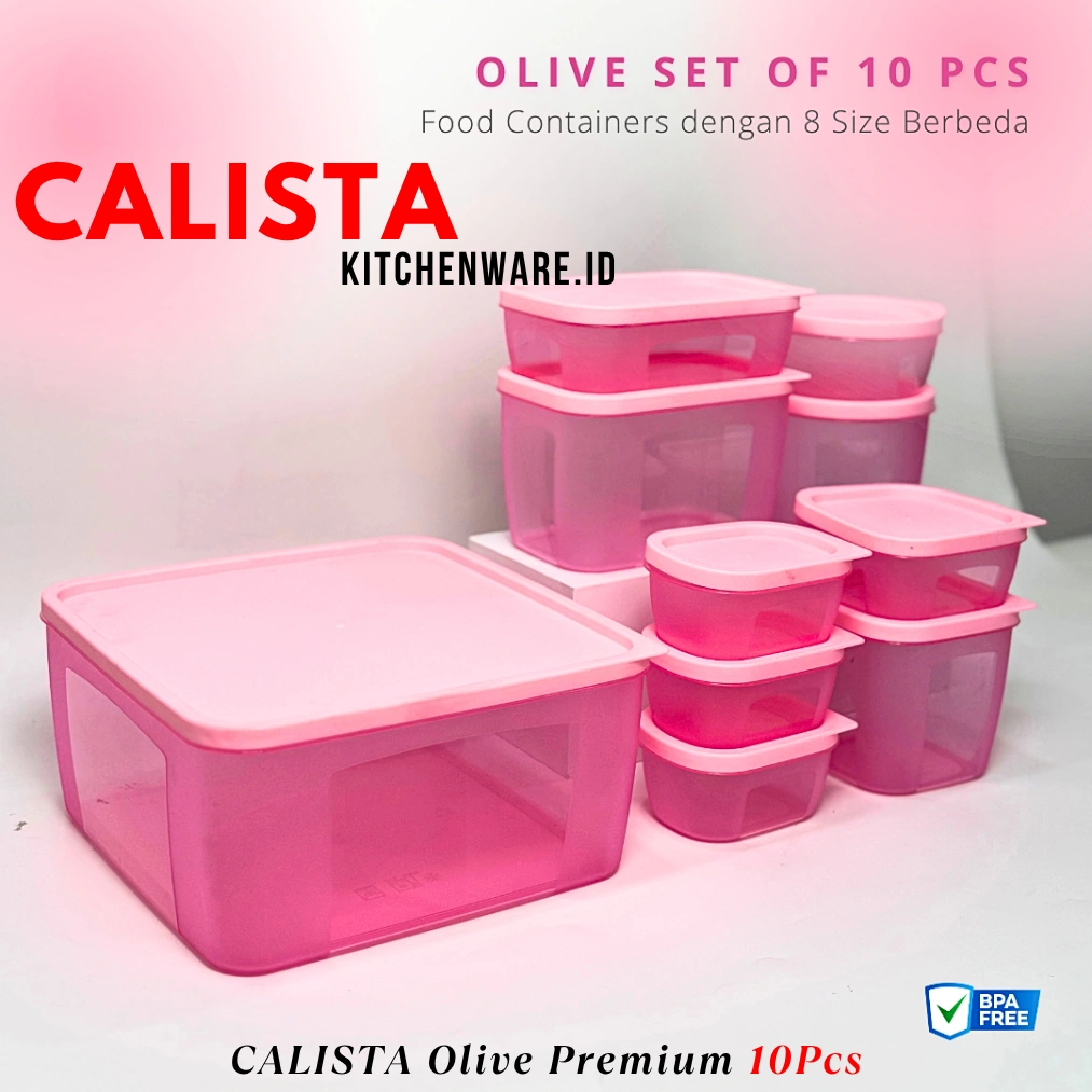 [ CALISTA ] TEMPAT MAKAN PREMIUM OLIVE PINK 10PCS TOPLES BUMBU DAPUR KEDAP UDARA FOOD GRADE BPA FREE