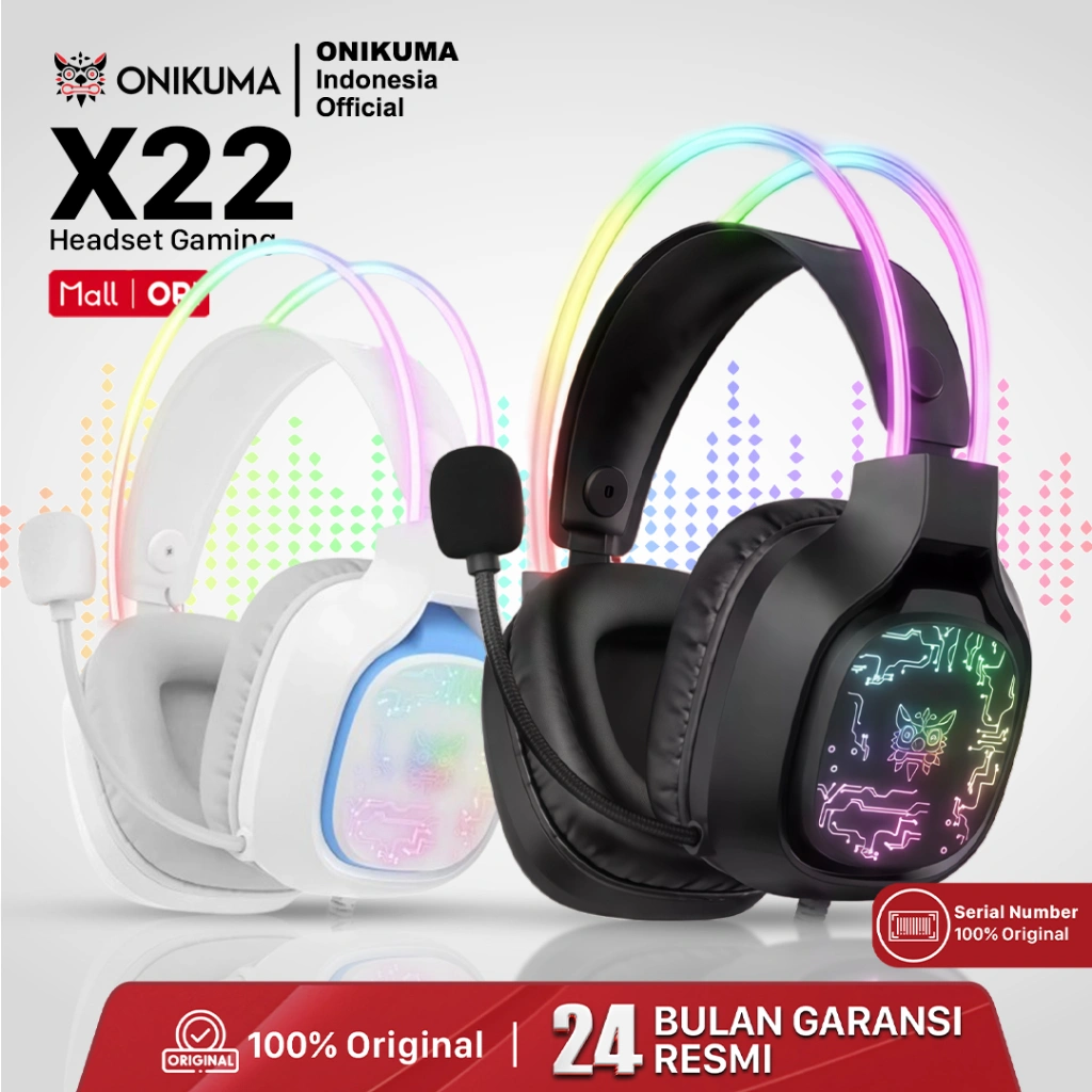 ONIKUMA X22 Gaming Headset RGB USB 3.5mm Mic Noise Canceling 50mm Driver-ONIKUMA Headset Gaming stereo - Game E-Sport - headphone gaming - Headphone Keren - Headset unisex - Earphone Dengan Mikrofon Pengurangan Kebisingan