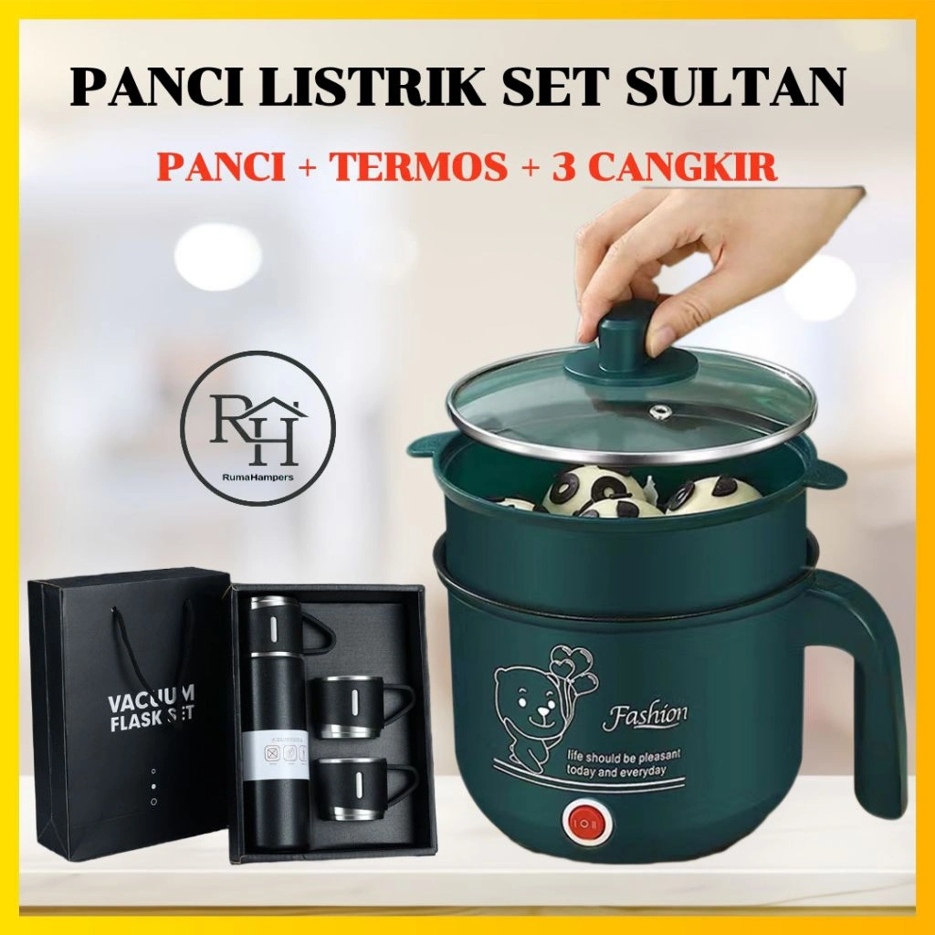 Panci Listrik Elektrik Heating Multifungsi Anti Lengket Steam Kukusan 18 cm