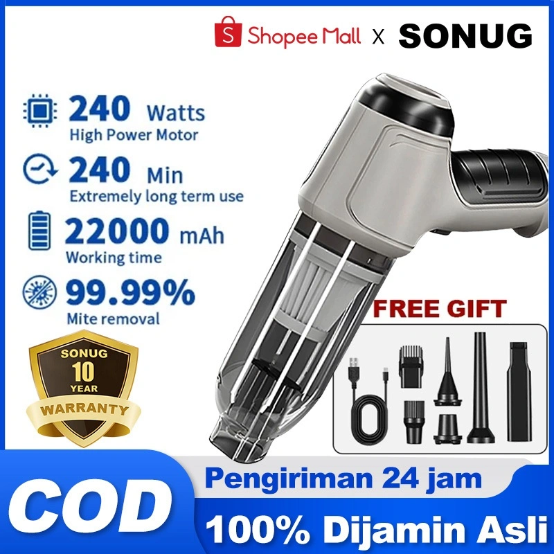 SONUG 8 IN 1 Vacuum Cleaner Cordless Penyedot Debu  Portable  998000Pa Penyedot Debu Portabel Daya Tinggi Rumah Tangga vacuum cleaner portable Pengisap Kuat