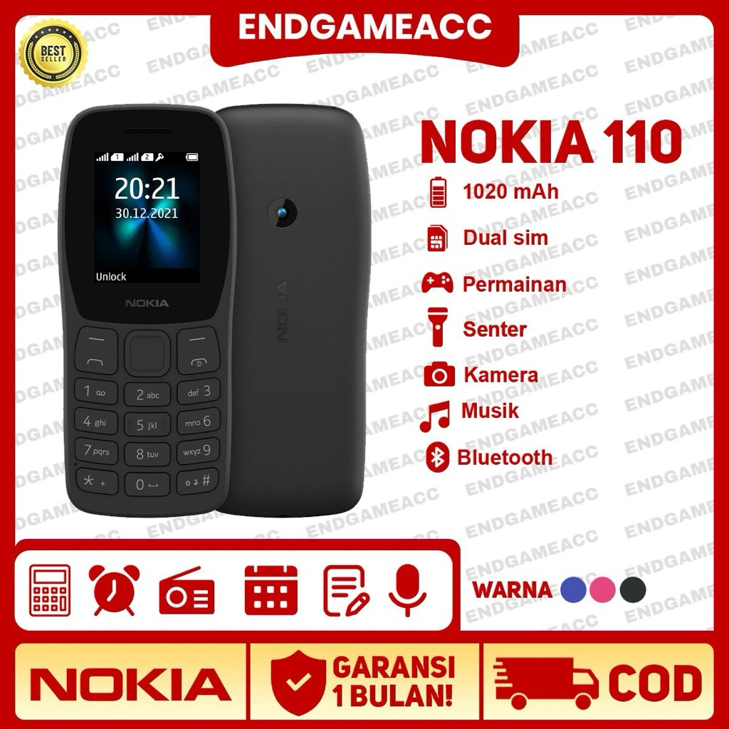 Handphone Nokia jadul 110 2019 Ponsel Garansi Dual SIM Baru Termurah