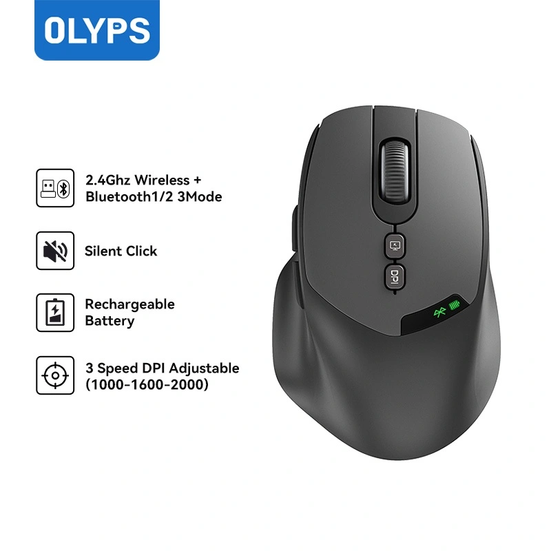 OLYPS Mouse Wireless Bluetooth Gaming 7 Keys Silent Click Rechargeable Tanpa Kabel Optical 2000DPI