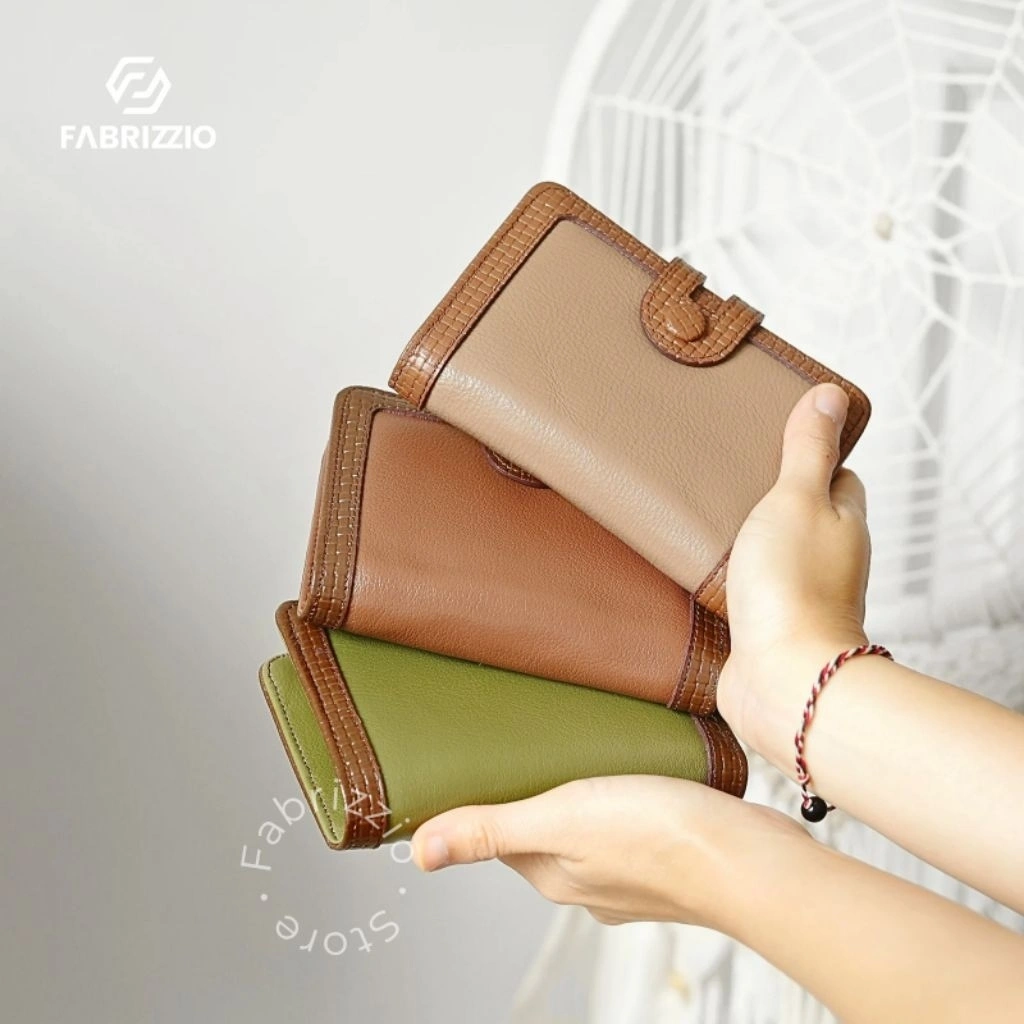 fabrizzio dompet lipat korea wanita kulit sapi asli - hime