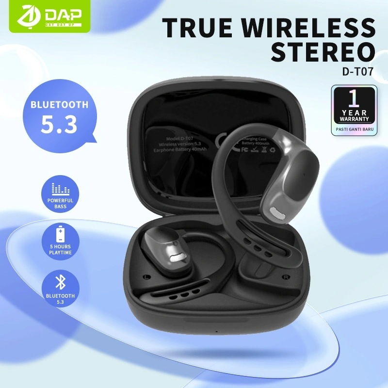 DAP D-T07  TWS Earphone Bluetooth 5,3 - Headset Olahraga Garansi 1 tahun